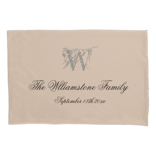 Housse D'oreillers Cadeau Mariage rustique Nom de script simple + Mon (devant)