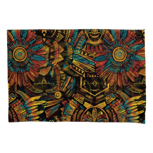 Housse D'oreillers Cadres en coton bleu doux "Aztec Dream" (devant-gauche)
