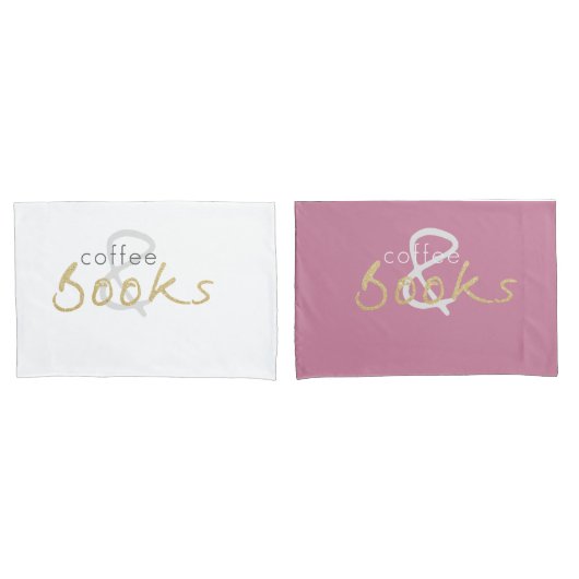 Housse D'oreillers Café et livres Jeu de Pillowcase (devant-Set)