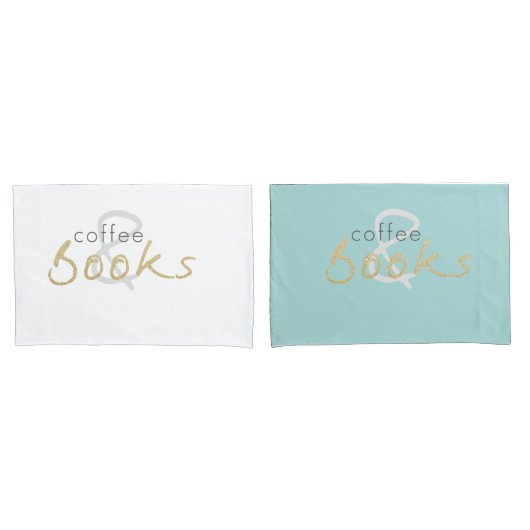 Housse D'oreillers Café et livres Jeu de Pillowcase (devant-Set)