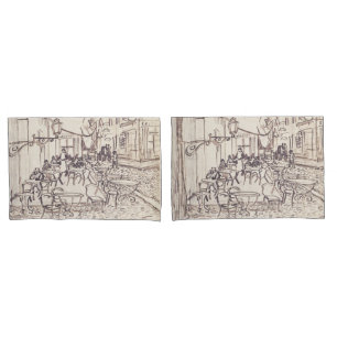 Housse D'oreillers Café Terrasse en soirée, Dessin d'art, Van Gogh