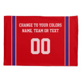 Housse D'oreillers Caisse blanche et bleue rouge de coussin d'hockey (Dos)