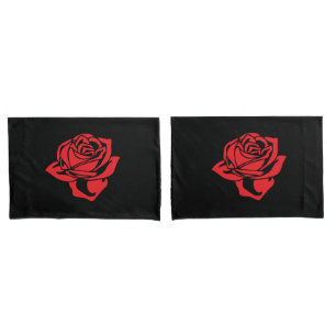 Housse D'oreillers Caisse de coussin de rose noir et rouge