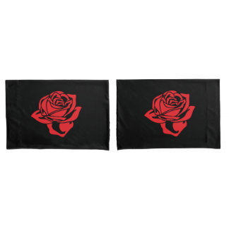 Housse D'oreillers Caisse de coussin de rose noir et rouge