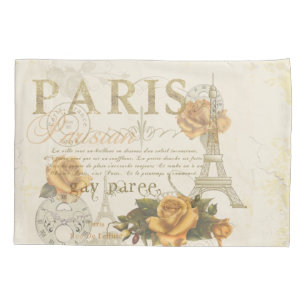Housse D'oreillers Caisse vintage de Tour Eiffel de roses de Paris de
