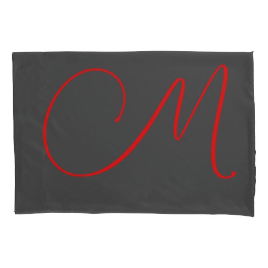 Housse D'oreillers Calligraphie rouge gris unique nom monogramme init (devant)