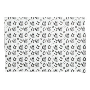 Housse D'oreillers Camarades de pingouin mignon raton laveur animal