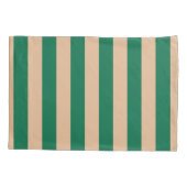 Housse D'oreillers Camel Beige & Classic Green Stripe (Dos-gauche)