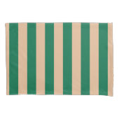 Housse D'oreillers Camel Beige & Classic Green Stripe (devant-gauche)
