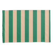 Housse D'oreillers Camel Beige & Classic Green Stripe (devant-Droit)