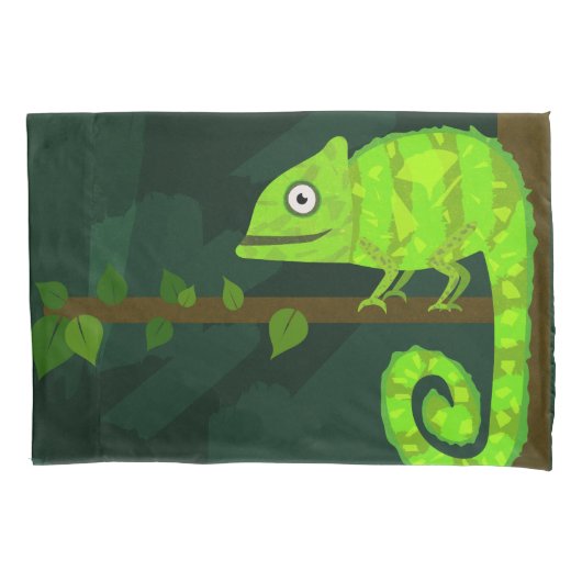 Housse D'oreillers Caméléon vert mignon (devant)