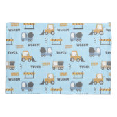 Housse D'oreillers Camions de construction Motif bleu (Dos)