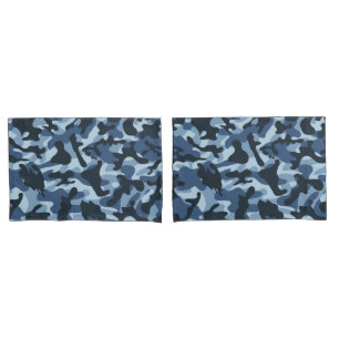 Housse D'oreillers Camouflage bleu