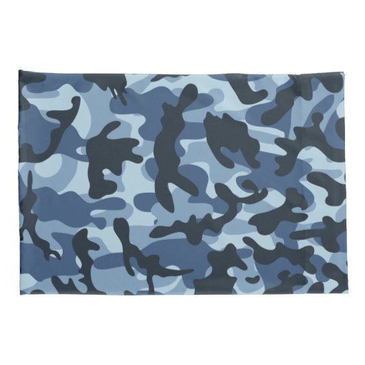 Housse D'oreillers Camouflage bleu (Dos-Droit)