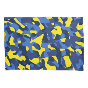 Housse D'oreillers Camouflage bleu jaune Motif d'impression