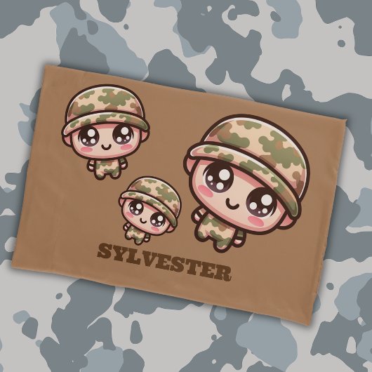 Housse D'oreillers Camouflage de l'armée de Cute Kawaii Monogramme su