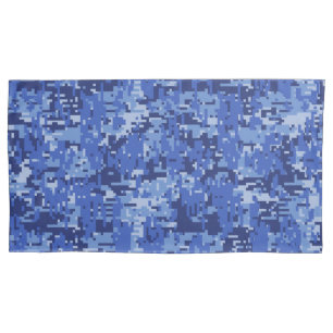 Housse D'oreillers Camouflage photo numérique bleu de la Marine