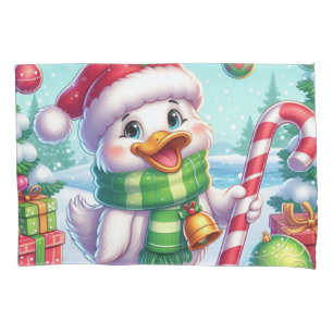 Housse D'oreillers Canard de Noël coloré mignon