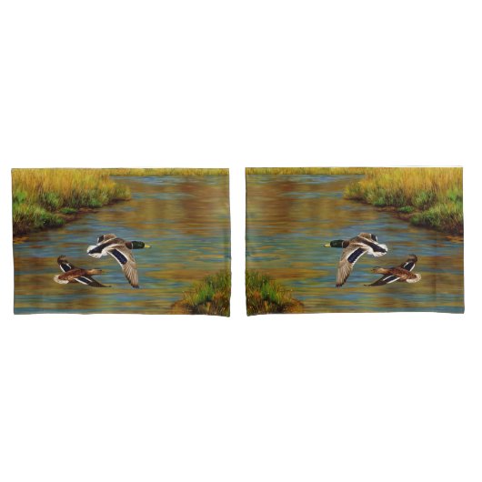 Housse D'oreillers Canards-Majards Survolant L'Étang (devant-Set)