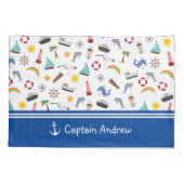 Housse D'oreillers Capitaine du jeune garçon marin nautique (Dos)