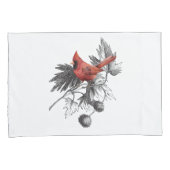 Housse D'oreillers Cardinal rouge sur branche noire et blanche (devant-Droit)