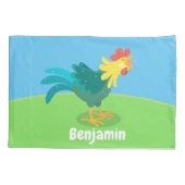 Housse D'oreillers Caricature amusante du coq à rames (Dos)