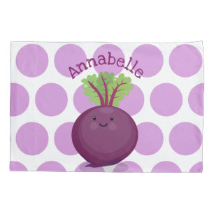 Housse D'oreillers Caricature de betterave mignonne et violette