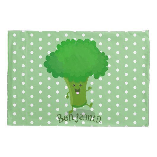Housse D'oreillers Caricature de brocoli dansant Cute kawaii (Dos)