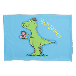 Housse D'oreillers Caricature de dinosaure vert t rex