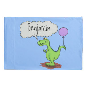 Housse D'oreillers Caricature de dragon dragon drôle et vert respiran