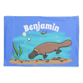Housse D'oreillers Caricature de natation de Cute platypus (Dos)