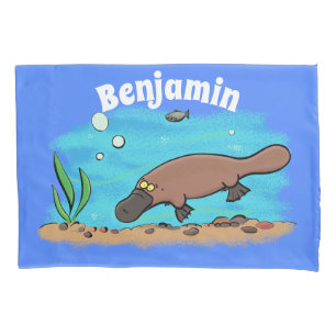 Housse D'oreillers Caricature de natation de Cute platypus
