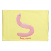 Housse D'oreillers Caricature de vers de terre rose joli (Dos)