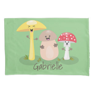 Housse D'oreillers Caricature des champignons de champignons de cave