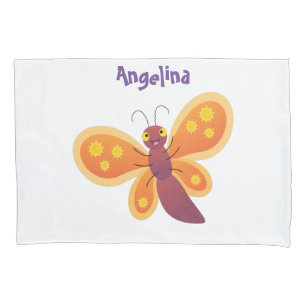 Housse D'oreillers Caricature joli papillon orange