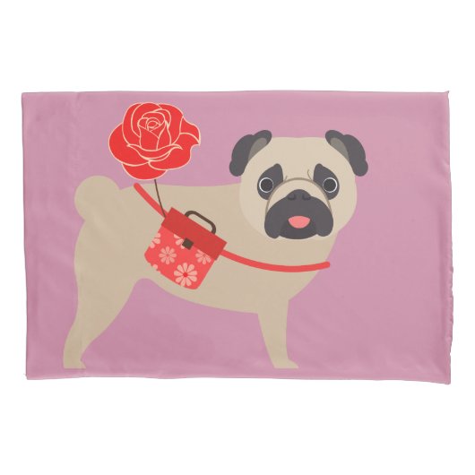 Housse D'oreillers Carlin rose d'amour (devant)