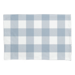Housse D'oreillers Carré de plaid rustique de Buffalo de gris bleu de
