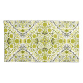 Housse D'oreillers Carreaux de fleurs en vert (Dos-Droit)