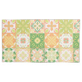 Housse D'oreillers Carreaux ornés en vert et jaune (devant-gauche)