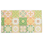 Housse D'oreillers Carreaux ornés en vert et jaune (devant-Droit)