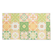 Housse D'oreillers Carreaux ornés en vert et jaune (Dos-gauche)