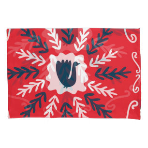 Housse D'oreillers Carrelage de Noël Folk Doodle Art