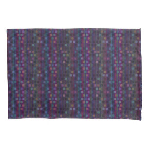 Housse D'oreillers Carrés bleus, verts, violets, roses avec des rayur