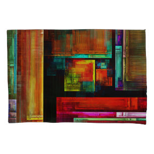 Housse D'oreillers Carrés colorés Motif d'art Abstrait moderne #04