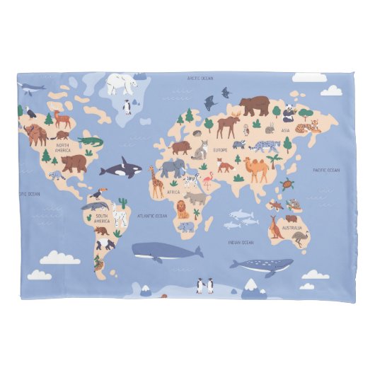Housse D'oreillers Carte Kids World mignonne Whimsical Modern (devant)