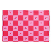 Housse D'oreillers Cartes Grille rose et rouge (Dos)