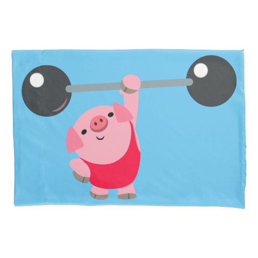 Housse D'oreillers Cartoon de levage de poids mignon (devant)