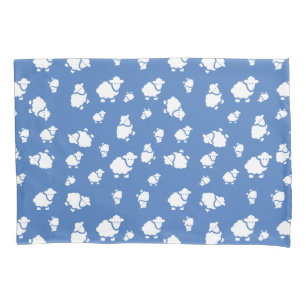 Housse D'oreillers Cartoon Sheep sur arrière - plan bleu