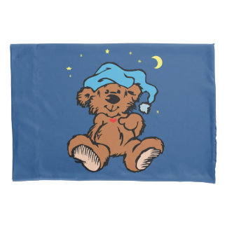 Housse D'oreillers Casquette de nuit bleu somnolent d'ours de