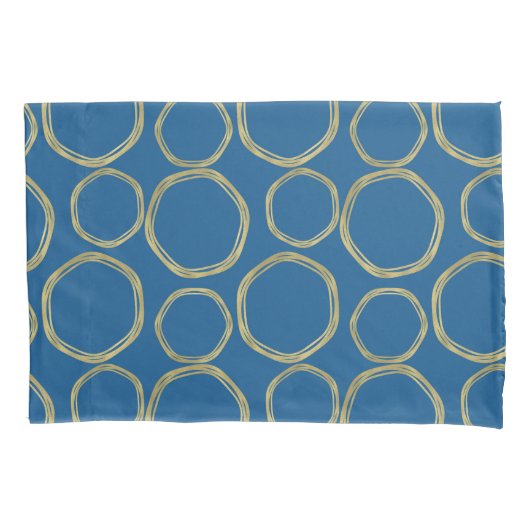 Housse D'oreillers Cercles Dorés & Bleu Clair Moderne Tendance (devant)